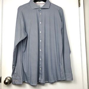 DeSoto Stretch Jersey Performance Men’s Shirt sz XL Blue Print Slim Fit European